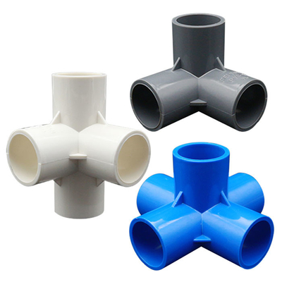 Üç Boyutlu PVC Drenaj Boru Ek Parçaları Dört Yönlü Dik Açı Plastik Derz